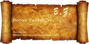 Boros Zoltán névjegykártya